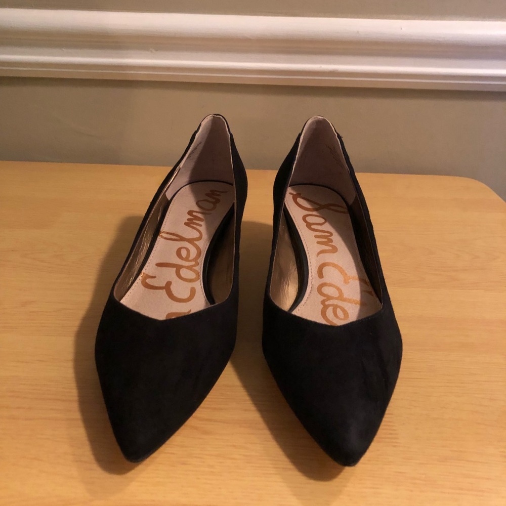 Black Suede Kitten Heel